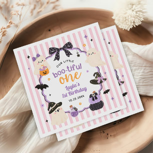 Little Boo Cute Ghost Halloween 1st Birthday Napkin