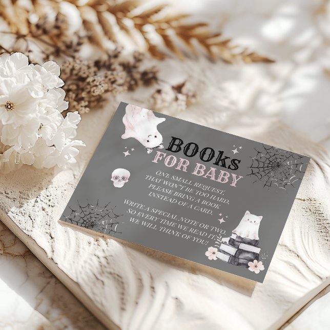 Little Boo Cute Ghost Halloween Baby Girl Shower Enclosure Card (Creator Uploaded)