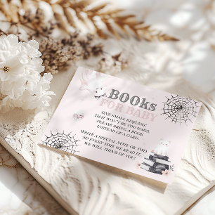 Little Boo Cute Ghost Halloween Baby Girl Shower Enclosure Card