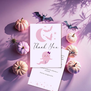 Little boo cute ghost Halloween baby shower Thank You Card