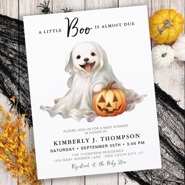 Little Boo Cute Halloween Baby Shower Invitation Postcard (Creator Uploaded)