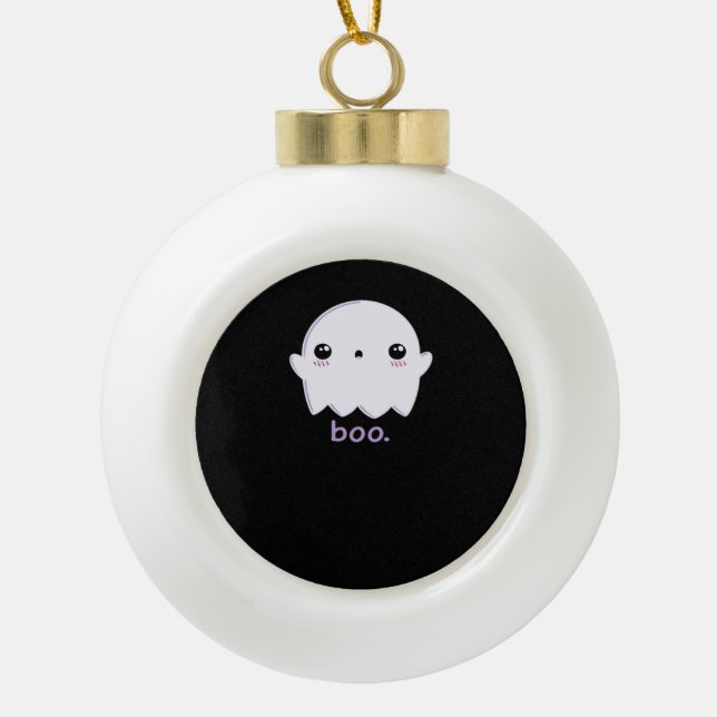 Little Boo Cute Halloween Ceramic Ball Christmas Ornament (Front)
