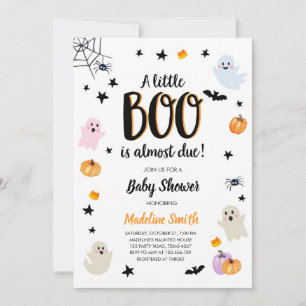 Little Boo Cute Halloween Cute Ghost Baby Shower Invitation