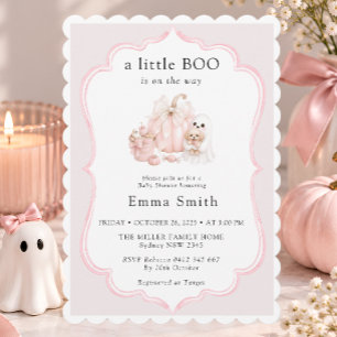 Little Boo Cute Halloween Girl Baby Shower Invitation