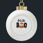 Little Boo Cute Halloween Pumpkin Cat Vintage Styl Ceramic Ball Christmas Ornament<br><div class="desc">Little Boo Cute Halloween Pumpkin Cat Vintage Style: A vintage-style Halloween ghost design paired with a pumpkin cat. Perfect for spooky-cute fans. Fun,  stylish,  and festive.</div>