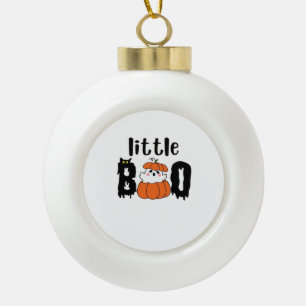Little Boo Cute Halloween Pumpkin Cat Vintage Styl Ceramic Ball Christmas Ornament