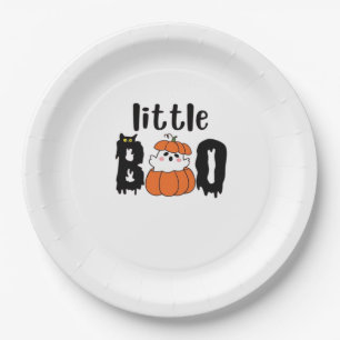 Little Boo Cute Halloween Pumpkin Cat Vintage Styl Paper Plate