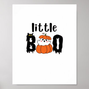 Little Boo Cute Halloween Pumpkin Cat Vintage Styl Poster