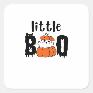 Little Boo Cute Halloween Pumpkin Cat Vintage Styl Square Sticker