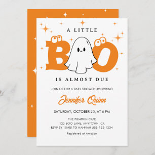 Little Boo Cute Neutral Halloween Baby Shower Invitation
