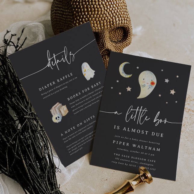 Little Boo Double-Sided Halloween Baby Shower Invitation (Creator Uploaded)