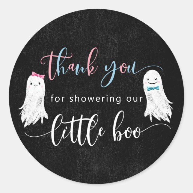 Little Boo Gender Reveal Party Classic Round Sticker (Front)