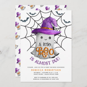 Little BOO ghost and web Halloween baby shower Invitation