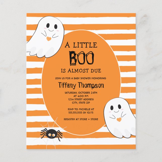 Little Boo Ghost Budget Halloween Baby Shower (Front)