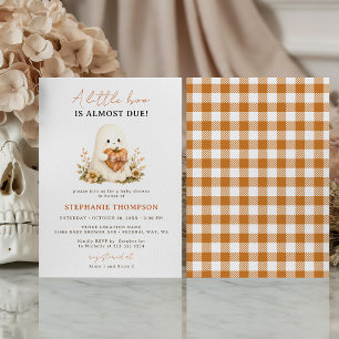 Little Boo Ghost Fall Orange Gingham Baby Shower  Invitation