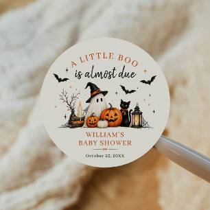 Little Boo Ghost Halloween Baby Shower Classic Round Sticker