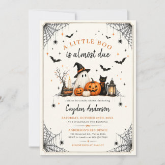 Little Boo Ghost Halloween Baby Shower Invitation