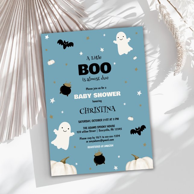 Little Boo Ghost Halloween Baby Shower Invitation (Creator Uploaded)
