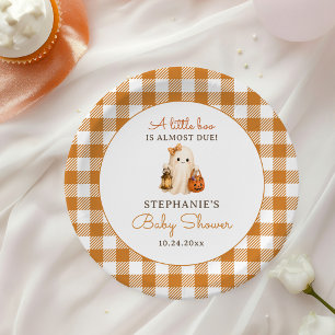 Little Boo Ghost Halloween Baby Shower Paper Plate
