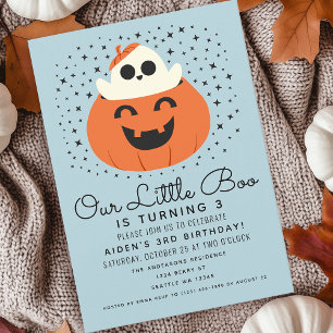 Little Boo Ghost Halloween Boys Cute Birthday Invitation