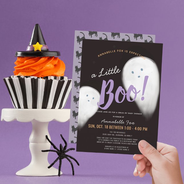 Little Boo Ghost Halloween Drive-by Baby Shower Invitation (Creator Uploaded)