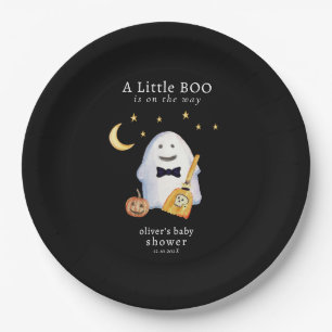 Little Boo Ghost Hollaween Baby Shower  Paper Plate