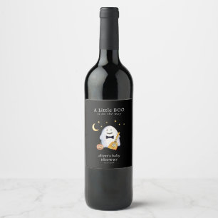 Little Boo Ghost Hollaween Baby Shower  Wine Label