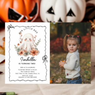 Little Boo Ghost Photo Birthday Invitation