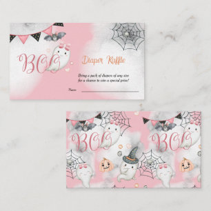 Little Boo Ghost Pink Baby Shower Diaper Raffle Enclosure Card