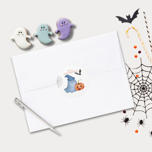 Little Boo Ghost Pumpkin Halloween Baby Shower  Classic Round Sticker