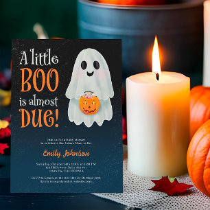 Little boo ghost pumpkin Halloween baby shower Invitation