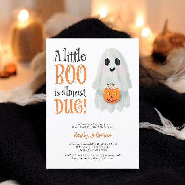 Little boo ghost pumpkin Halloween baby shower Invitation (Little boo ghost pumpkin Halloween baby shower Invitation)