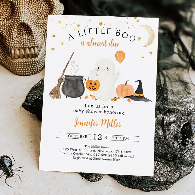 Little Boo Ghost Pumpkin Halloween Baby Shower Invitation (Creator Uploaded)