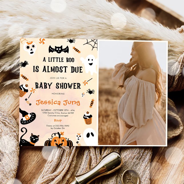 Little Boo Ghost Pumpkin Halloween Baby Shower Invitation (Creator Uploaded)