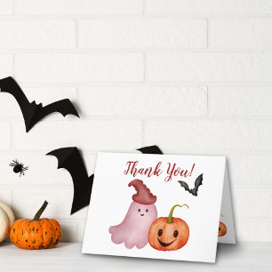 Little Boo Ghost Pumpkin Halloween Baby Shower Thank You Card