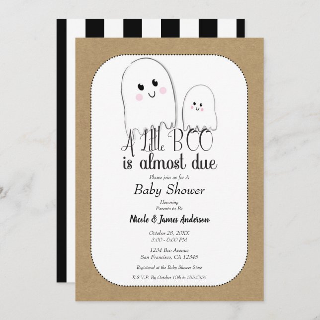 Little BOO Ghost Rustic Halloween Baby Shower   Invitation (Front/Back)