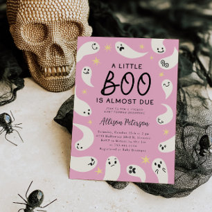 Little Boo Ghost Stars Girl Baby Shower Invitation