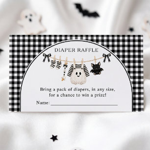 Little Boo Gingham Black Bow Baby Shower Enclosure Card