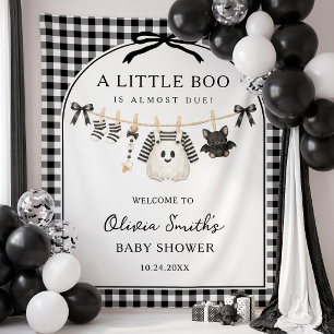 Little Boo Gingham Black Bow Baby Shower Tapestry
