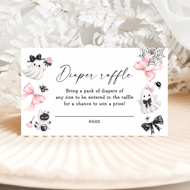 Little Boo Girl Baby Shower Diaper Raffle Enclosure Card (Creator Uploaded)
