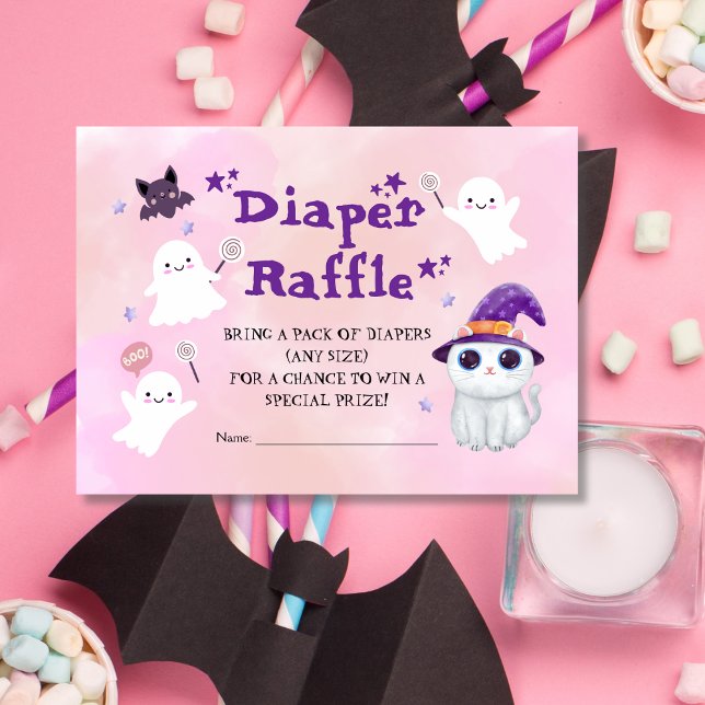 Little Boo Girl Baby Shower Diaper Raffle Enclosure Card (Creator Uploaded)