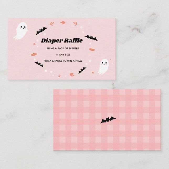 Little Boo Girl Baby Shower Diaper Raffle Ticket Enclosure Card (Front/Back)