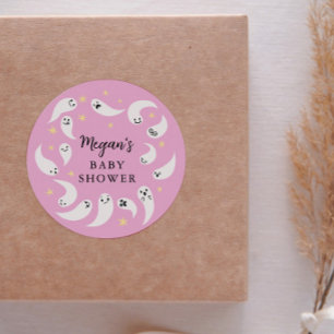 Little Boo Girl Baby Shower Favour Classic Round Sticker