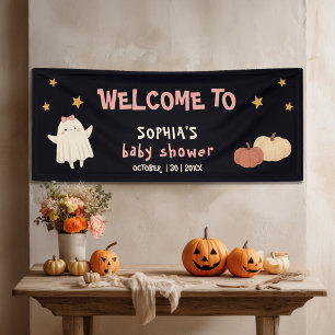 Little Boo Girl Halloween Baby Shower Welcome Banner
