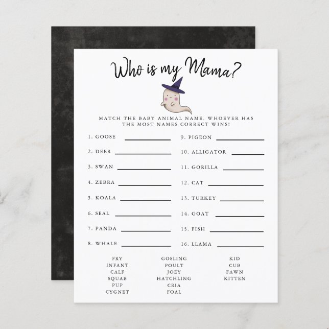 Little Boo Girl Who Is My Mama Baby Shower Game (Front/Back)