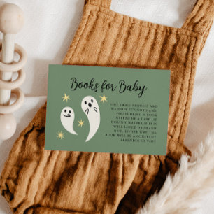Little Boo Green Baby Shower Book Request  Enclosure Card