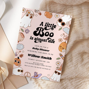 Little Boo Groovy Halloween Ghost Baby Shower Invitation