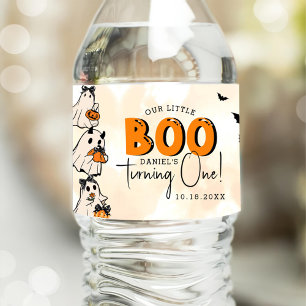 Little Boo Halloween 1st Birthday Water Bottle Label
