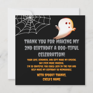Little Boo Halloween 2nd Birthday October Party Thank You Card