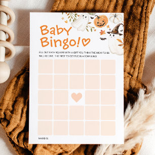Little Boo Halloween Baby Shower Bingo Game Card
